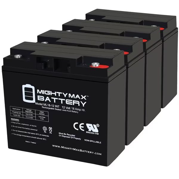 12V 18AH INT Replacement Battery for Casil CA12180 - 4PK, Mighty Max Battery, Mfr#: MAX3972682
